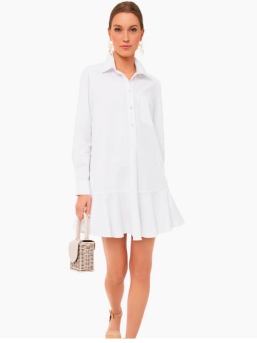 Tuckernuck Women’s White Callahan Cotton Shirt Dress Buttons Pockets Size Small
